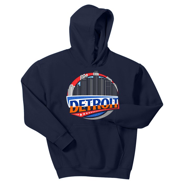 Modern Detroit City Scape Kids Hoodie