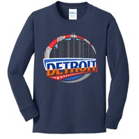 Modern Detroit City Scape Kids Long Sleeve Shirt