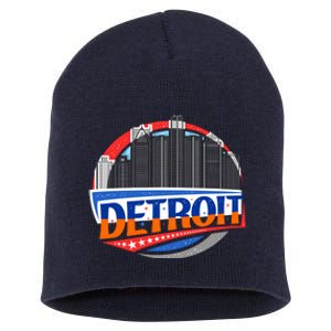 Modern Detroit City Scape Short Acrylic Beanie