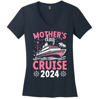 MotherS Day Cruise 2024 Family Vacation Cruising Tie Dye Women's V-Neck T-Shirt