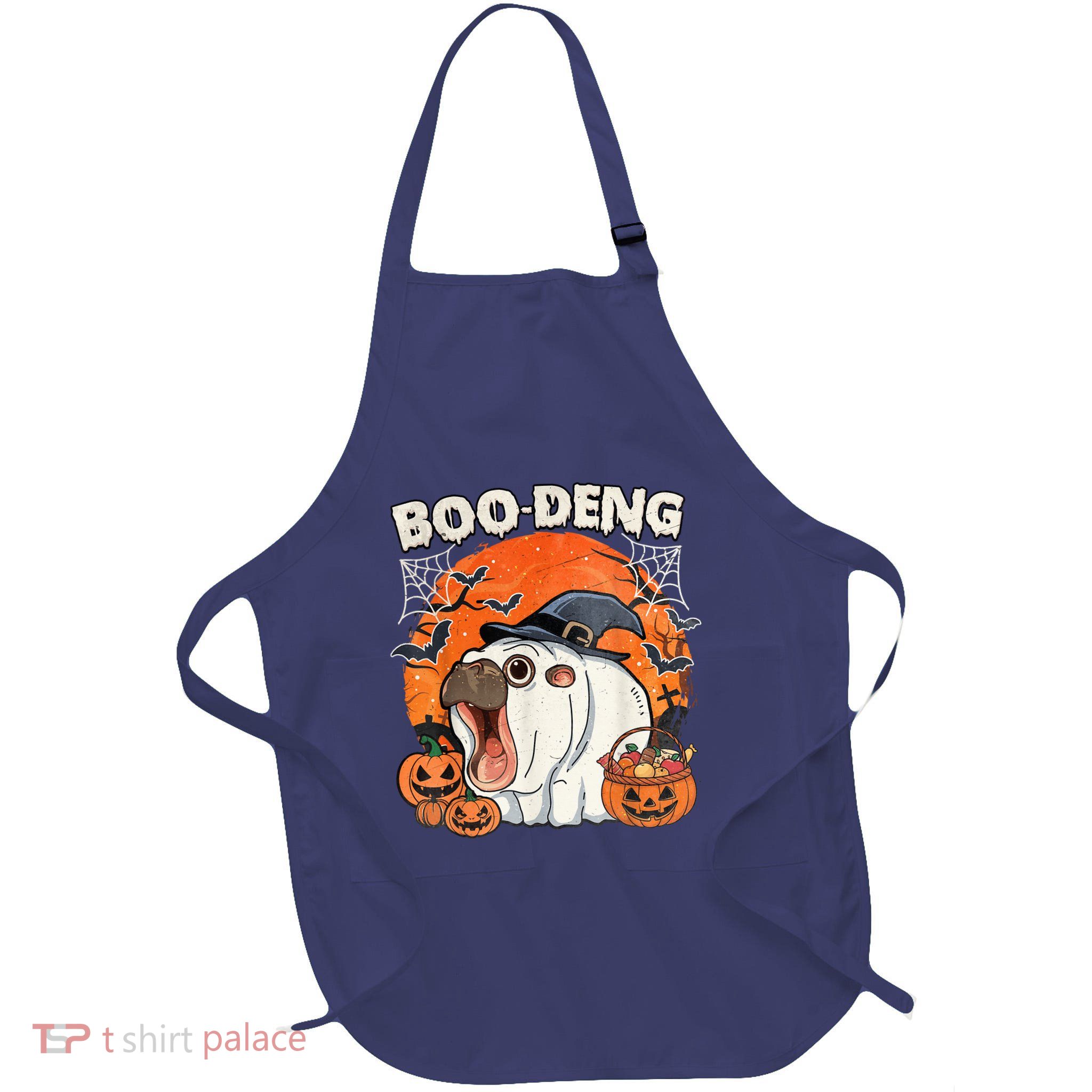 Moo Deng Cute Baby Pygmy Hippo Bouncy Pig In Thai Halloween Full-Length Apron With Pockets