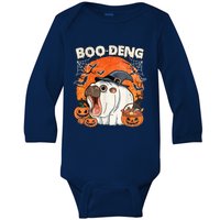 Moo Deng Cute Baby Pygmy Hippo Bouncy Pig In Thai Halloween Baby Long Sleeve Bodysuit