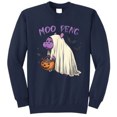 Moo Deng Cute Baby Pygmy Hippo Bouncy Pig In Thai Halloween Tall Sweatshirt