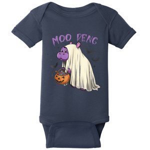 Moo Deng Cute Baby Pygmy Hippo Bouncy Pig In Thai Halloween Baby Bodysuit