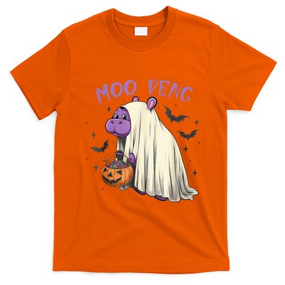Moo Deng Cute Baby Pygmy Hippo Bouncy Pig In Thai Halloween T-Shirt