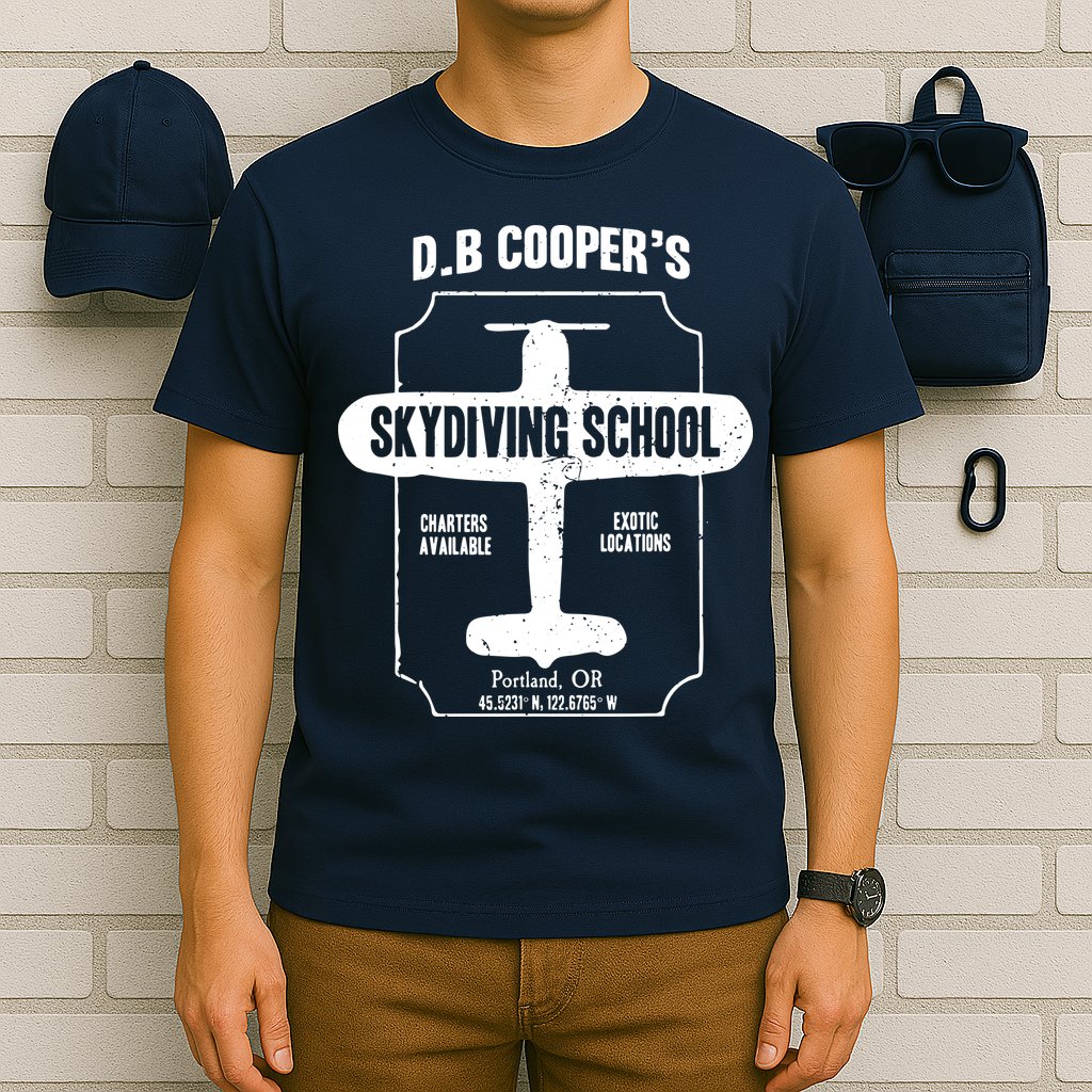 Men D.B. Cooper Skydiving School T-Shirt