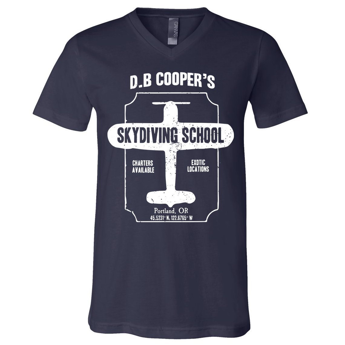 Men D.B. Cooper Skydiving School V-Neck T-Shirt
