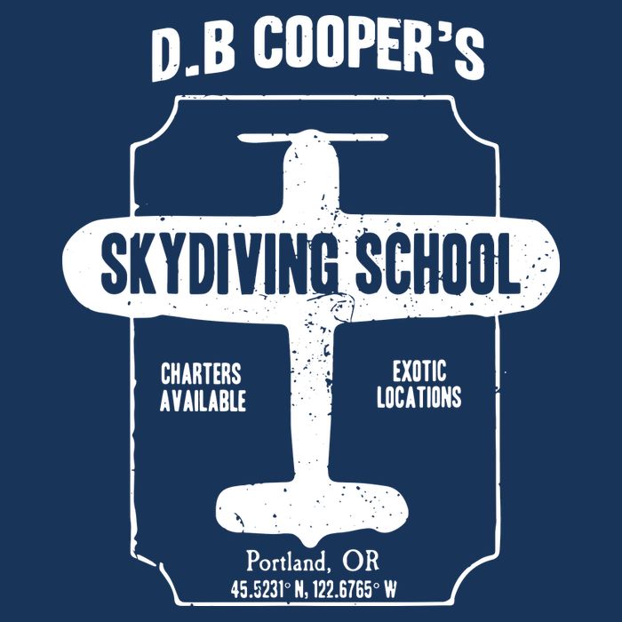 Men D.B. Cooper Skydiving School Flat Bill Trucker Hat