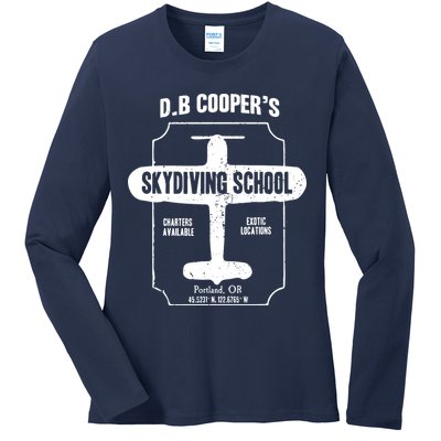 Men D.B. Cooper Skydiving School Ladies Long Sleeve Shirt