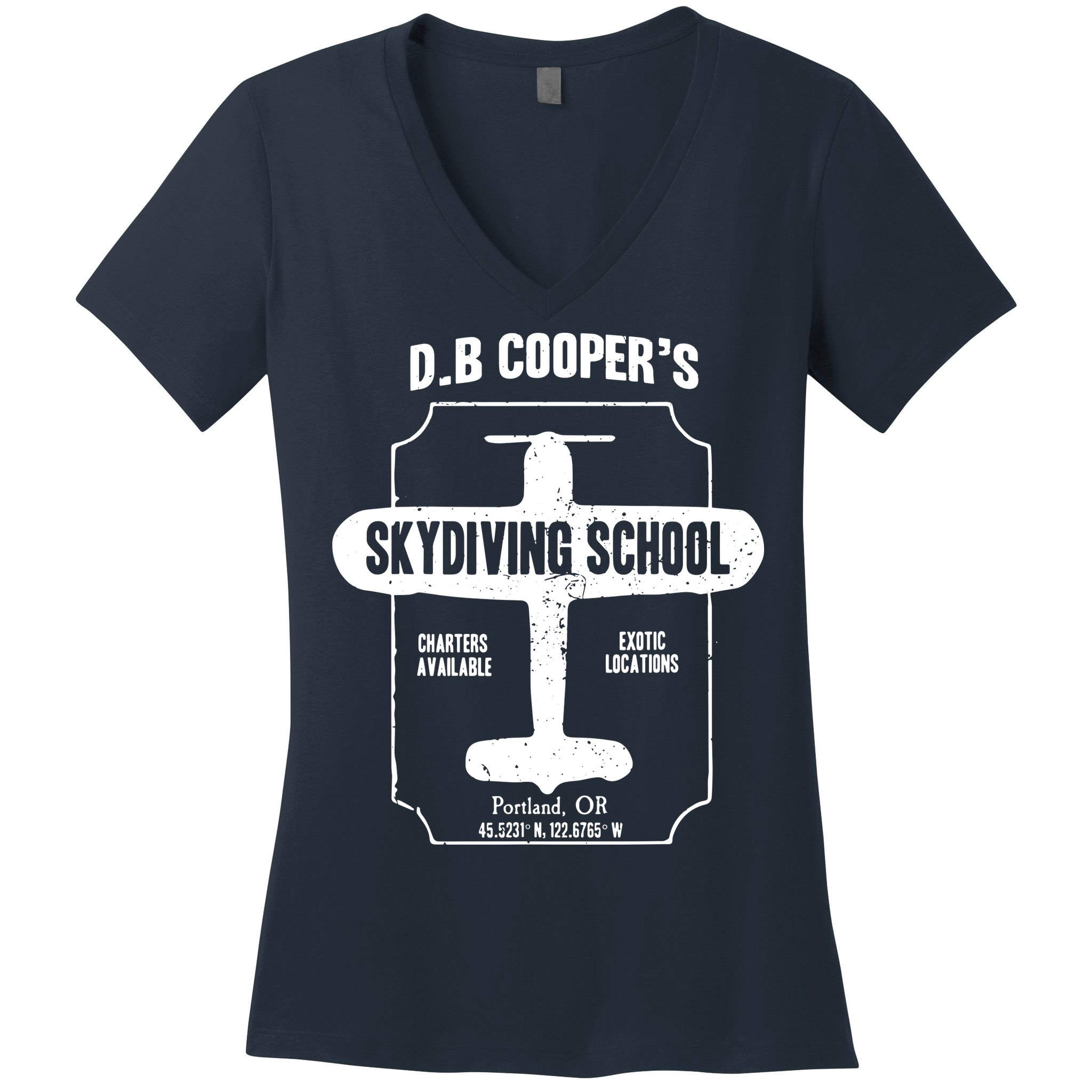 Men D.B. Cooper Skydiving School Women's V-Neck T-Shirt