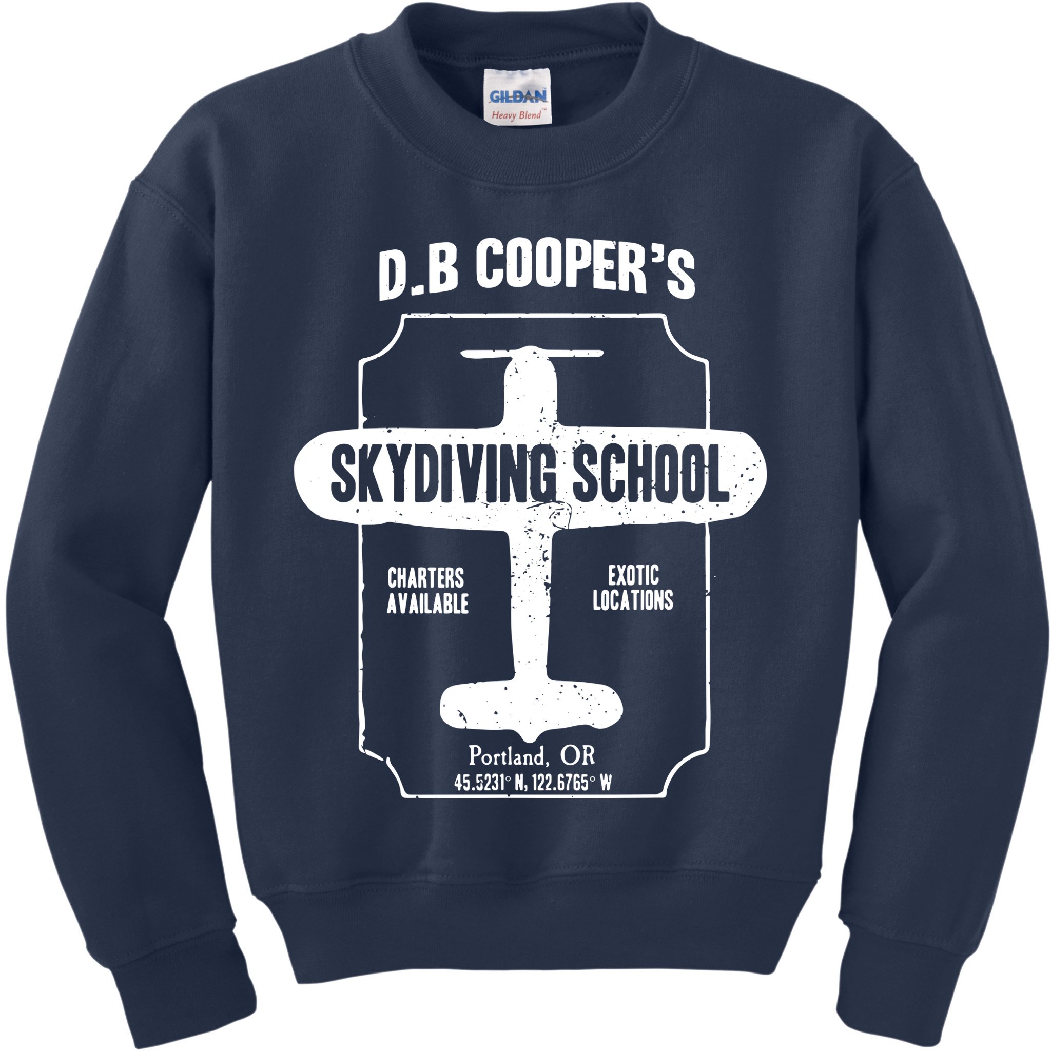 Men D.B. Cooper Skydiving School Kids Sweatshirt