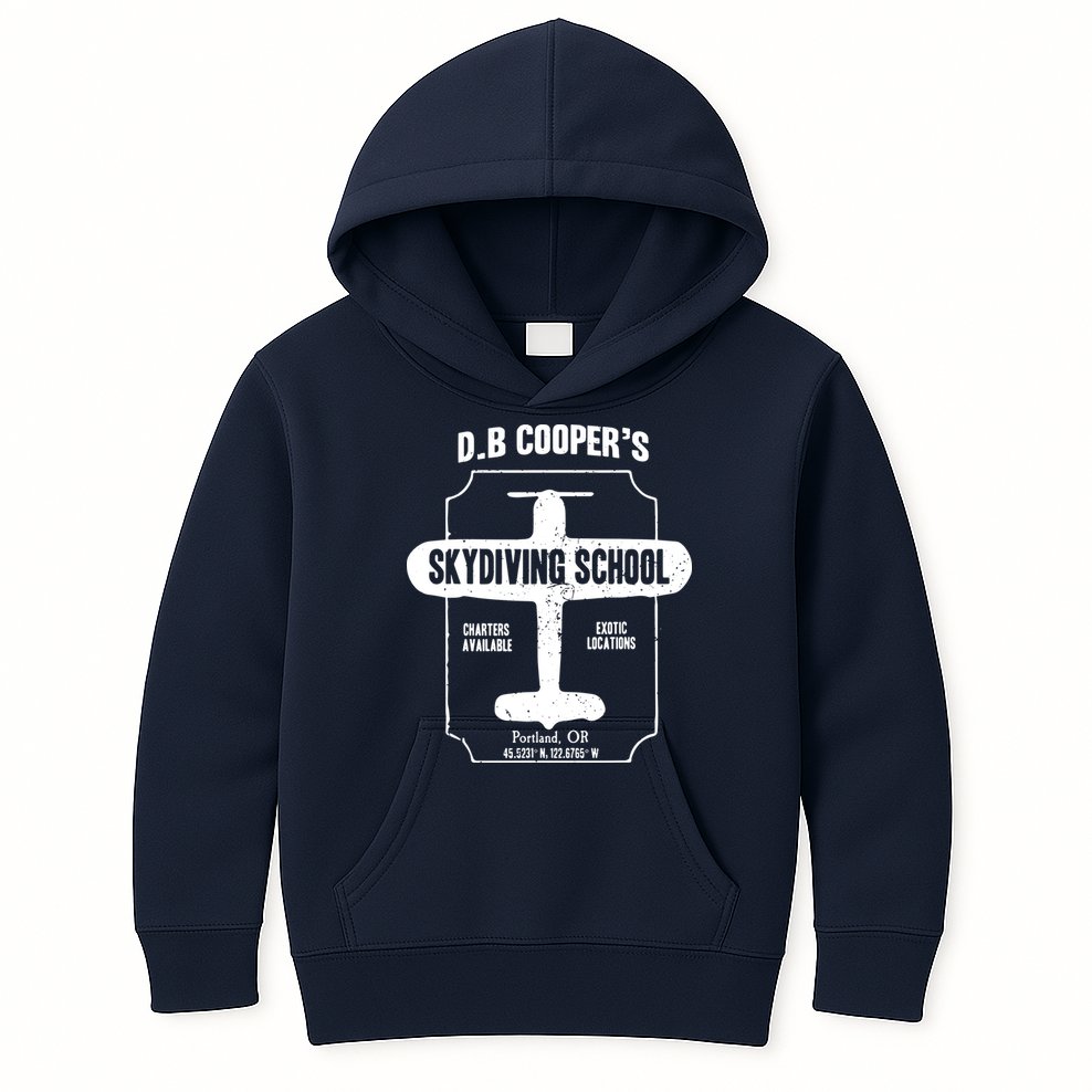 Men D.B. Cooper Skydiving School Kids Hoodie