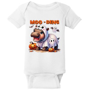 Moo Deng Cute Baby Pygmy Hippo Bouncy Pig In Thai Halloween Baby Bodysuit