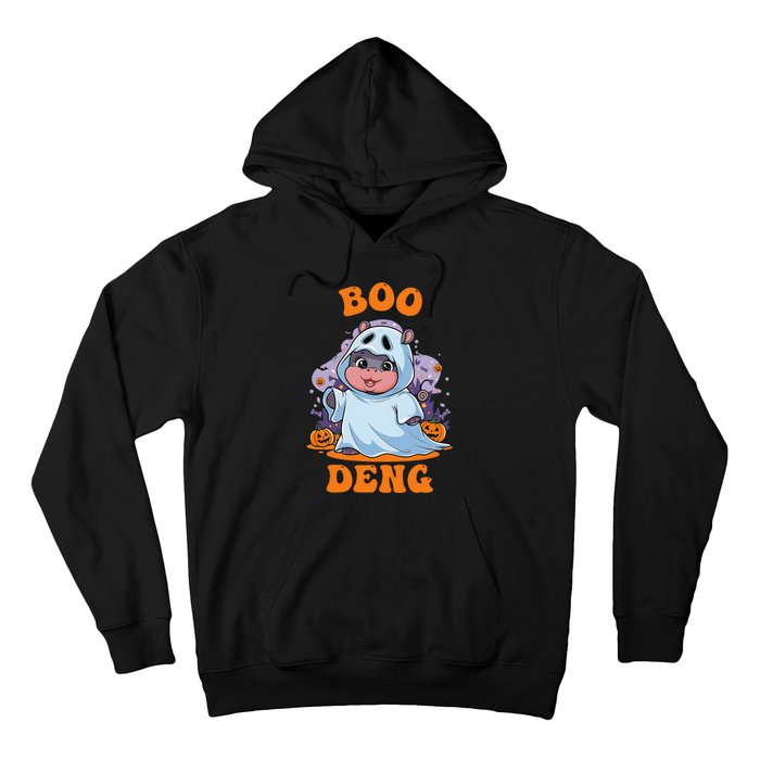 Moo Deng Cute Baby Pygmy Hippo Bouncy Pig In Thai Halloween Hoodie