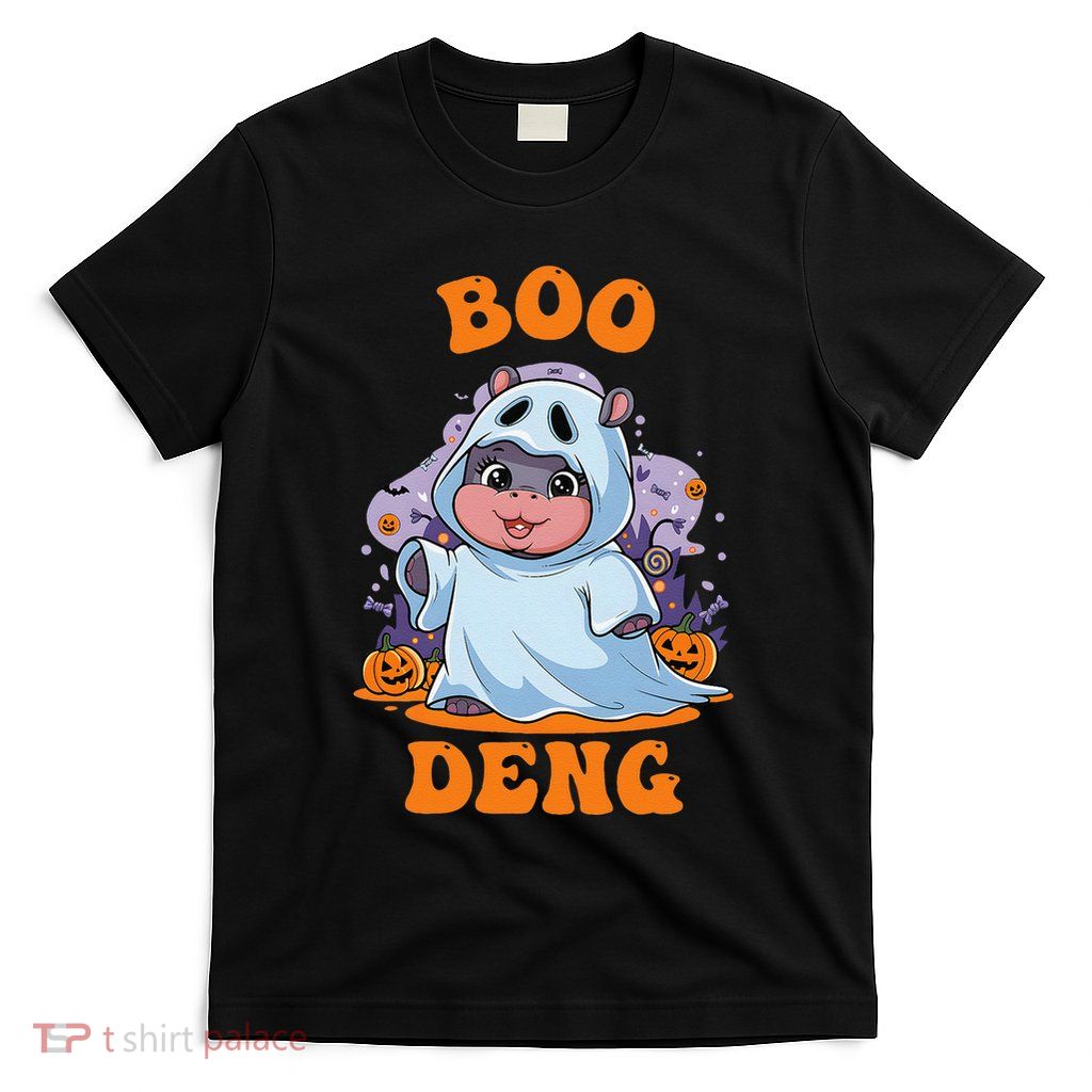 Moo Deng Cute Baby Pygmy Hippo Bouncy Pig In Thai Halloween T-Shirt