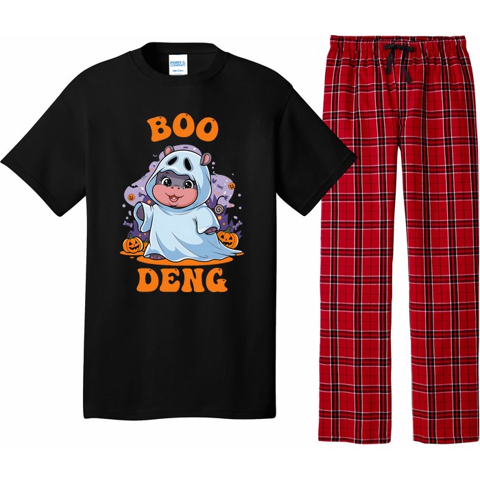 Moo Deng Cute Baby Pygmy Hippo Bouncy Pig In Thai Halloween Pajama Set