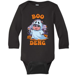 Moo Deng Cute Baby Pygmy Hippo Bouncy Pig In Thai Halloween Baby Long Sleeve Bodysuit