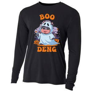 Moo Deng Cute Baby Pygmy Hippo Bouncy Pig In Thai Halloween Cooling Performance Long Sleeve Crew