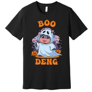 Moo Deng Cute Baby Pygmy Hippo Bouncy Pig In Thai Halloween Premium T-Shirt