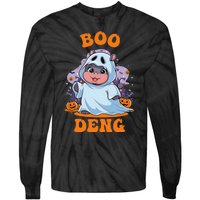 Moo Deng Cute Baby Pygmy Hippo Bouncy Pig In Thai Halloween Tie-Dye Long Sleeve Shirt