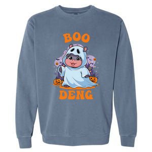 Moo Deng Cute Baby Pygmy Hippo Bouncy Pig In Thai Halloween Garment-Dyed Sweatshirt