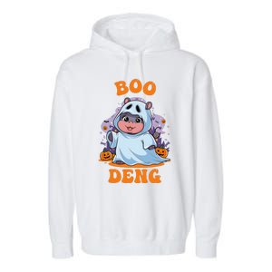 Moo Deng Cute Baby Pygmy Hippo Bouncy Pig In Thai Halloween Garment-Dyed Fleece Hoodie