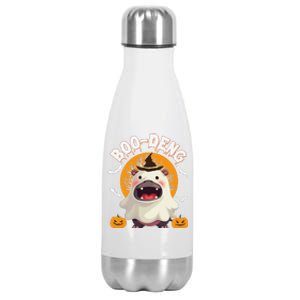 Moo Deng Cute Baby Pygmy Hippo Thai Halloween Women Stainless Steel Insulated Water Bottle