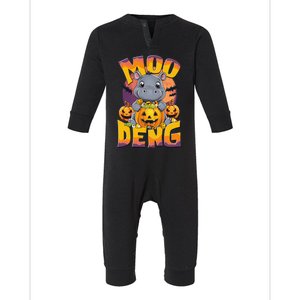 Moo Deng Cute Baby Pygmy Hippo Bouncy Pig In Thai Halloween Infant Fleece One Piece