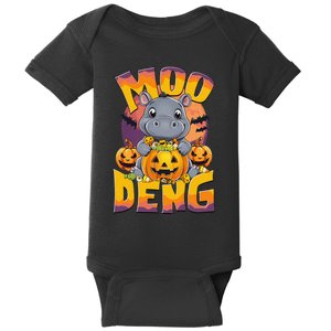 Moo Deng Cute Baby Pygmy Hippo Bouncy Pig In Thai Halloween Baby Bodysuit