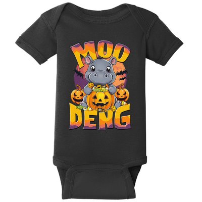 Moo Deng Cute Baby Pygmy Hippo Bouncy Pig In Thai Halloween Baby Bodysuit