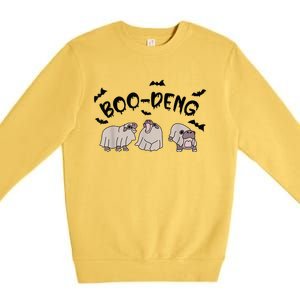 Moo Deng Cute Baby Pygmy Hippo Bouncy Pig Halloween Boo Deng Premium Crewneck Sweatshirt