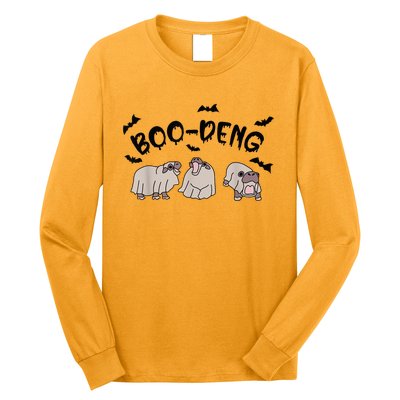 Moo Deng Cute Baby Pygmy Hippo Bouncy Pig Halloween Boo Deng Long Sleeve Shirt