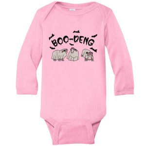 Moo Deng Cute Baby Pygmy Hippo Bouncy Pig Halloween Boo Deng Baby Long Sleeve Bodysuit