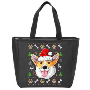 Merry Dogmas Christmas Welsh Corgi Dog Reindeer Ugly Sweater Zip Tote Bag