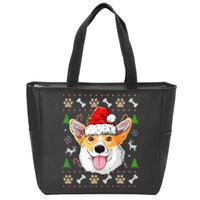 Merry Dogmas Christmas Welsh Corgi Dog Reindeer Ugly Sweater Zip Tote Bag