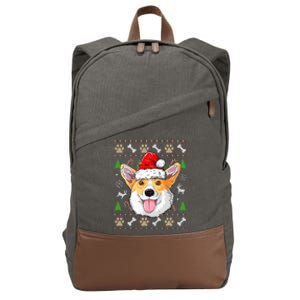 Merry Dogmas Christmas Welsh Corgi Dog Reindeer Ugly Sweater Cotton Canvas Backpack