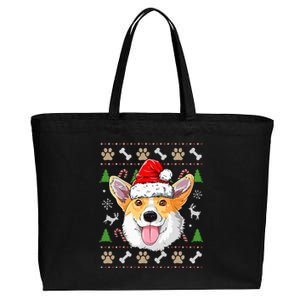 Merry Dogmas Christmas Welsh Corgi Dog Reindeer Ugly Sweater Cotton Canvas Jumbo Tote