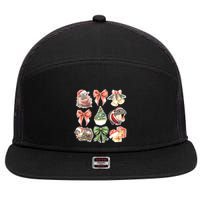 Moo Deng Coquette Christmas 7 Panel Mesh Trucker Snapback Hat