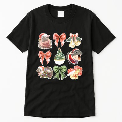Moo Deng Coquette Christmas Tall T-Shirt