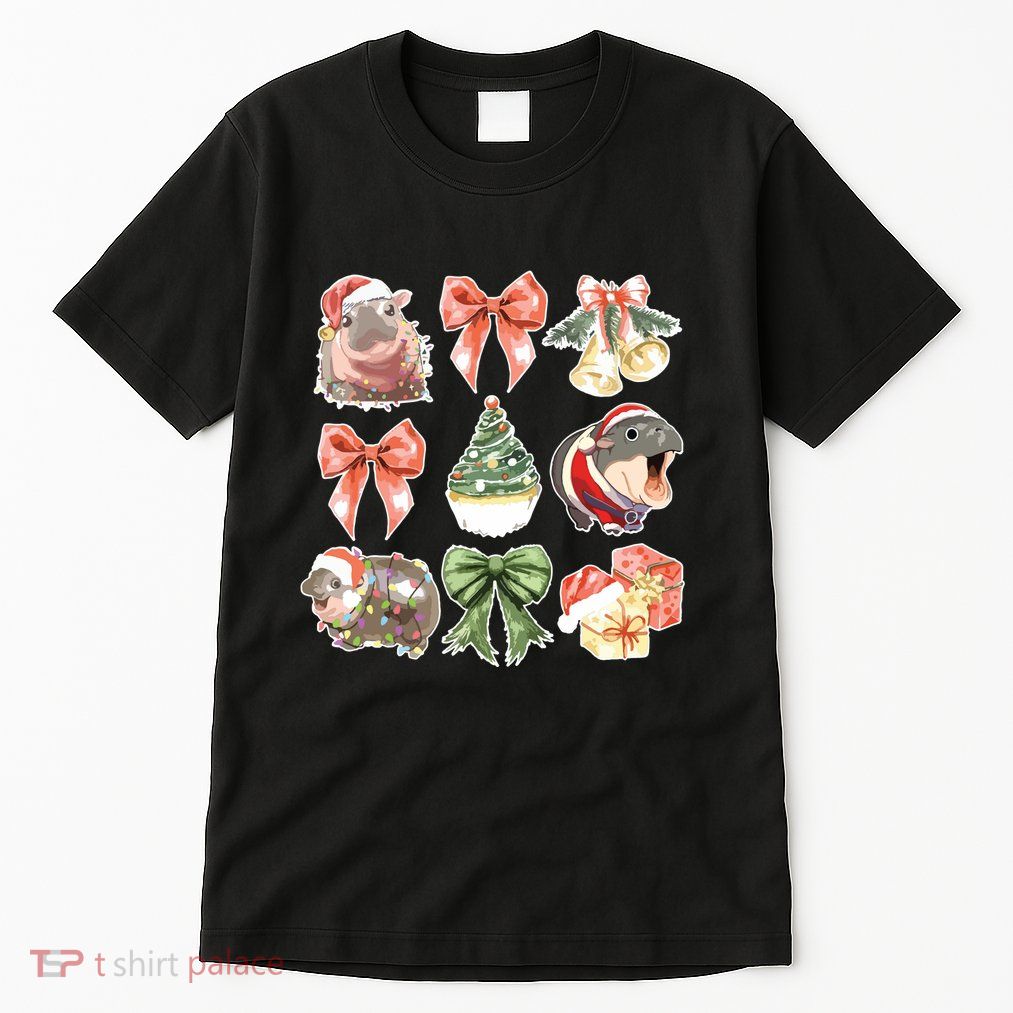 Moo Deng Coquette Christmas Tall T-Shirt