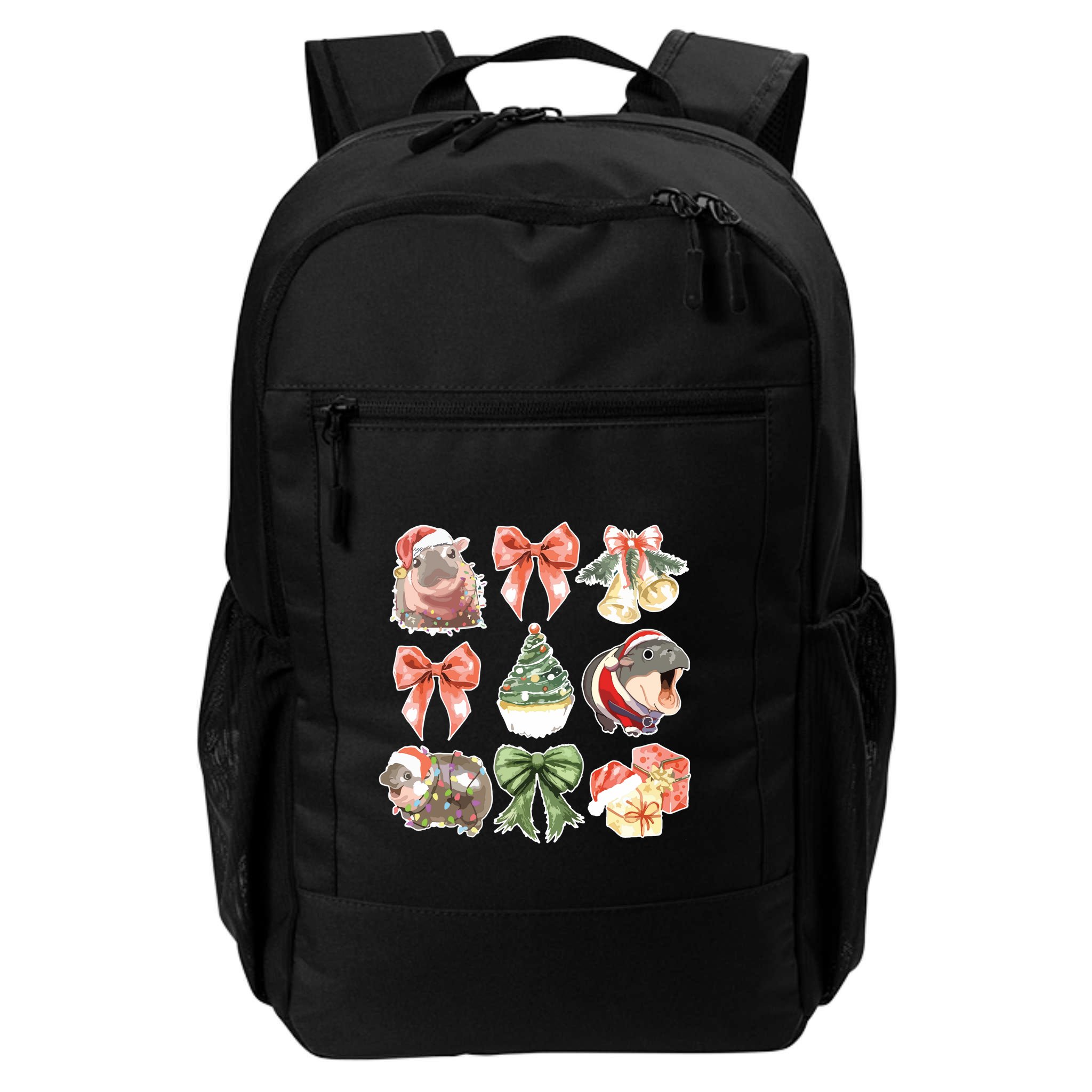 Moo Deng Coquette Christmas Backpack