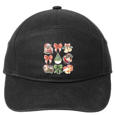 Moo Deng Coquette Christmas 7-Panel Snapback Hat
