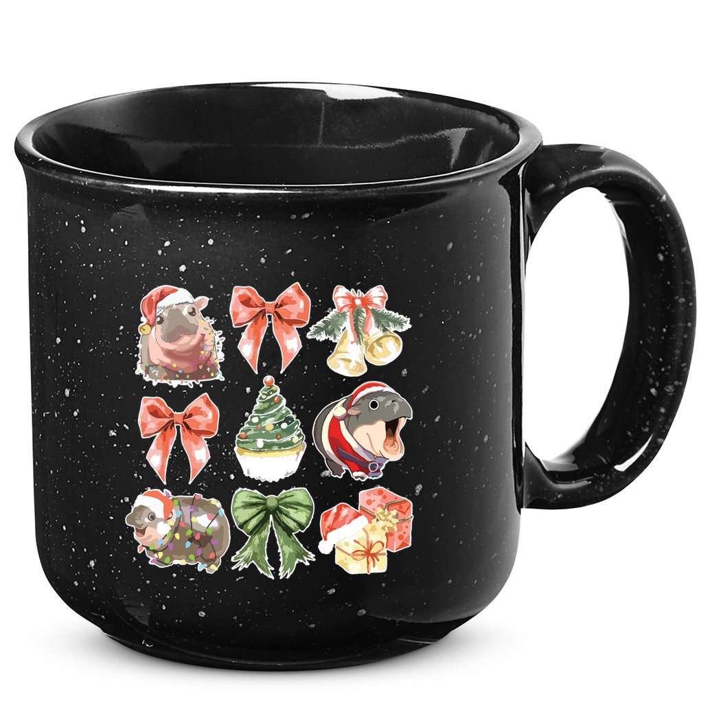 Moo Deng Coquette Christmas 15oz Campfire Ceramic Mug