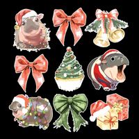 Moo Deng Coquette Christmas Drawstring Bag
