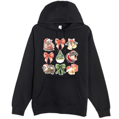 Moo Deng Coquette Christmas Premium Pullover Hoodie