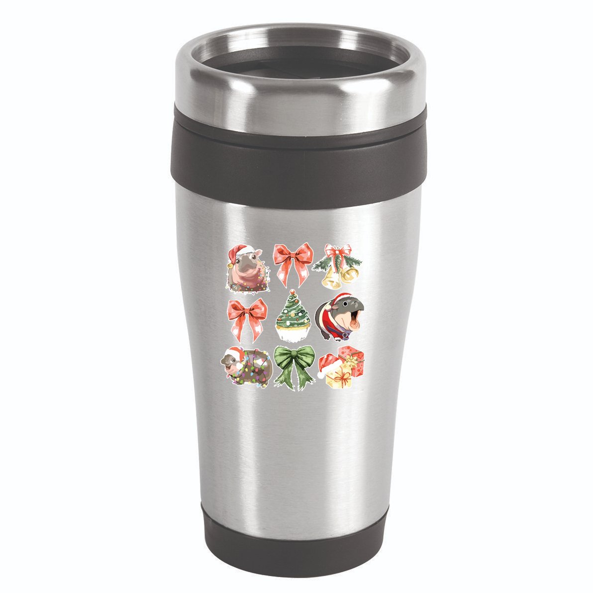 Moo Deng Coquette Christmas 16oz Travel Tumbler