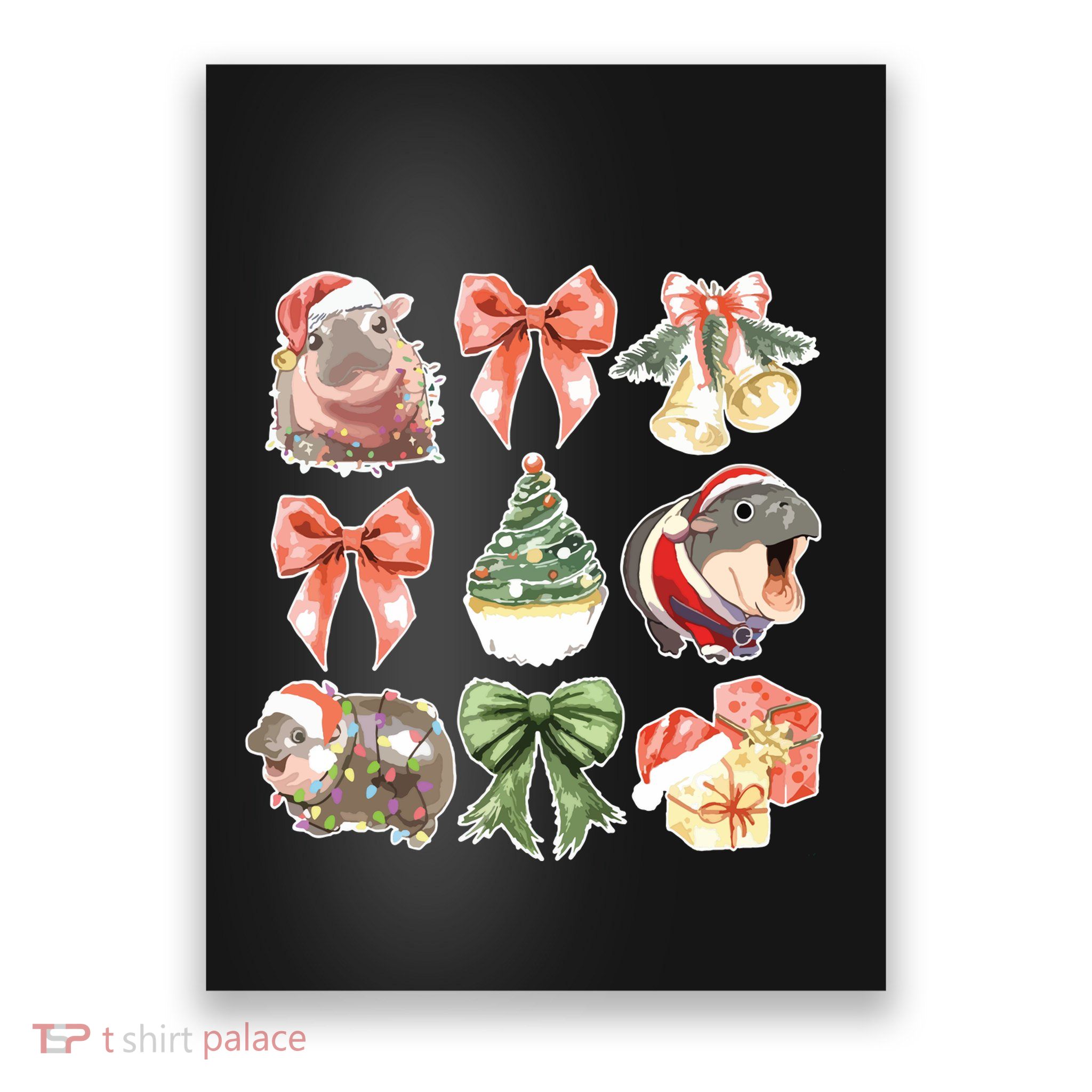 Moo Deng Coquette Christmas Poster