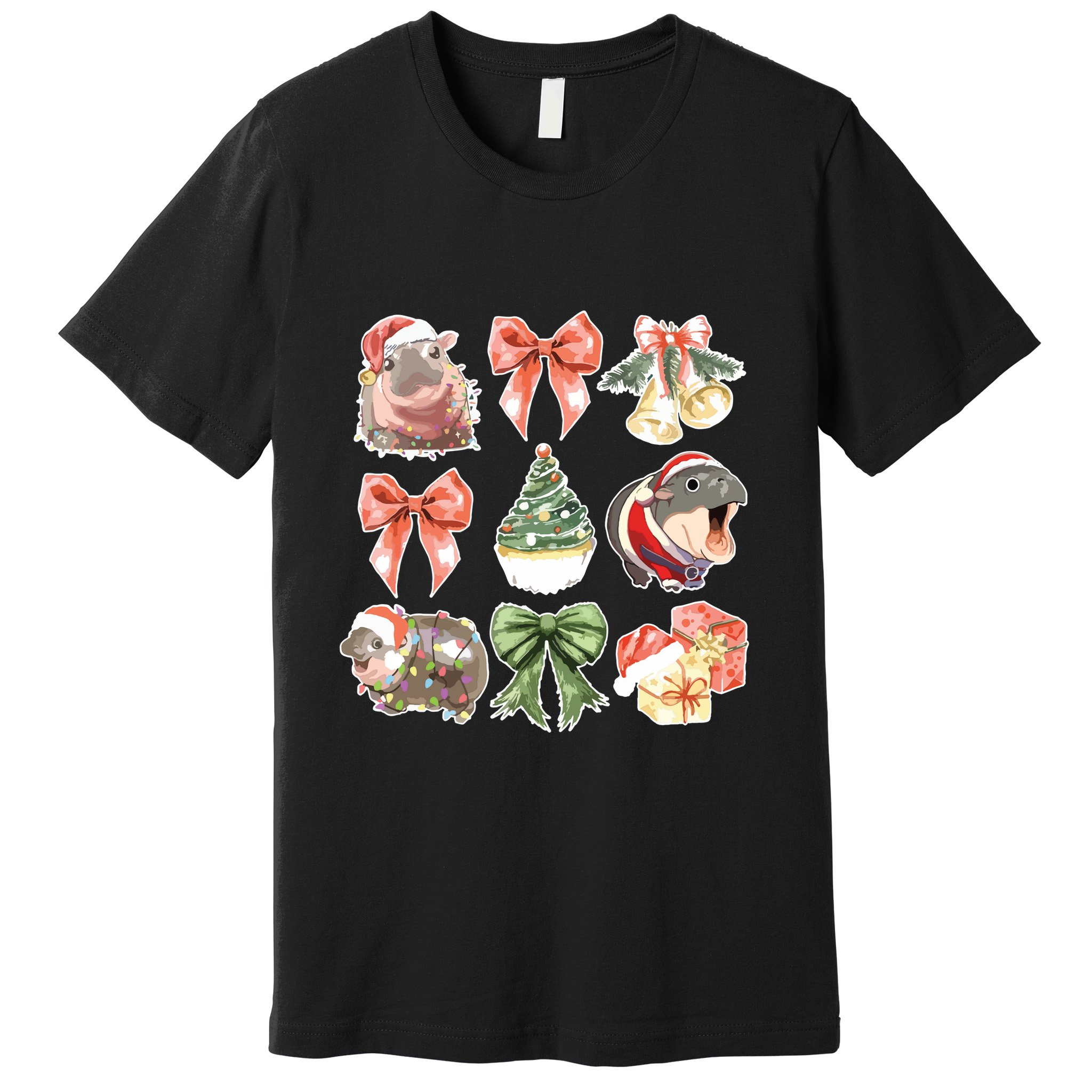 Moo Deng Coquette Christmas Premium T-Shirt