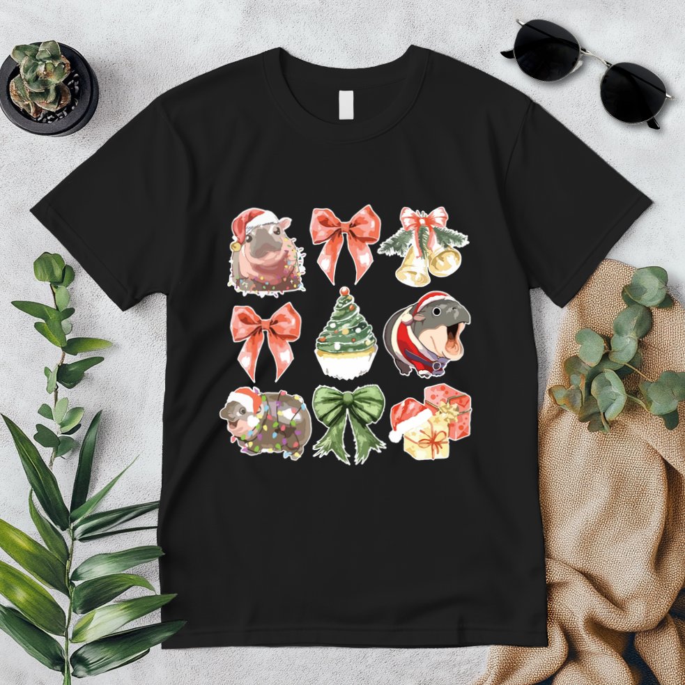 Moo Deng Coquette Christmas Premium T-Shirt