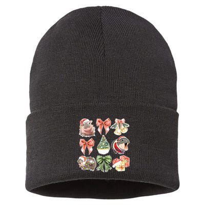 Moo Deng Coquette Christmas Sustainable Knit Beanie